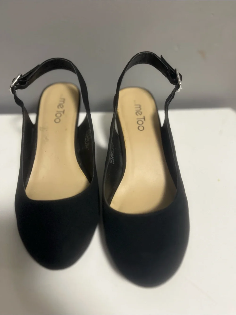 me too Black Slingback Platform Flats